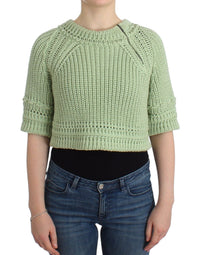 Ermanno Scervino Green Cropped Knit Sweater Knitted Women's Jumper