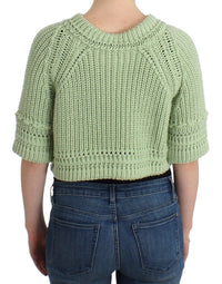 Ermanno Scervino Green Cropped Knit Sweater Knitted Women's Jumper
