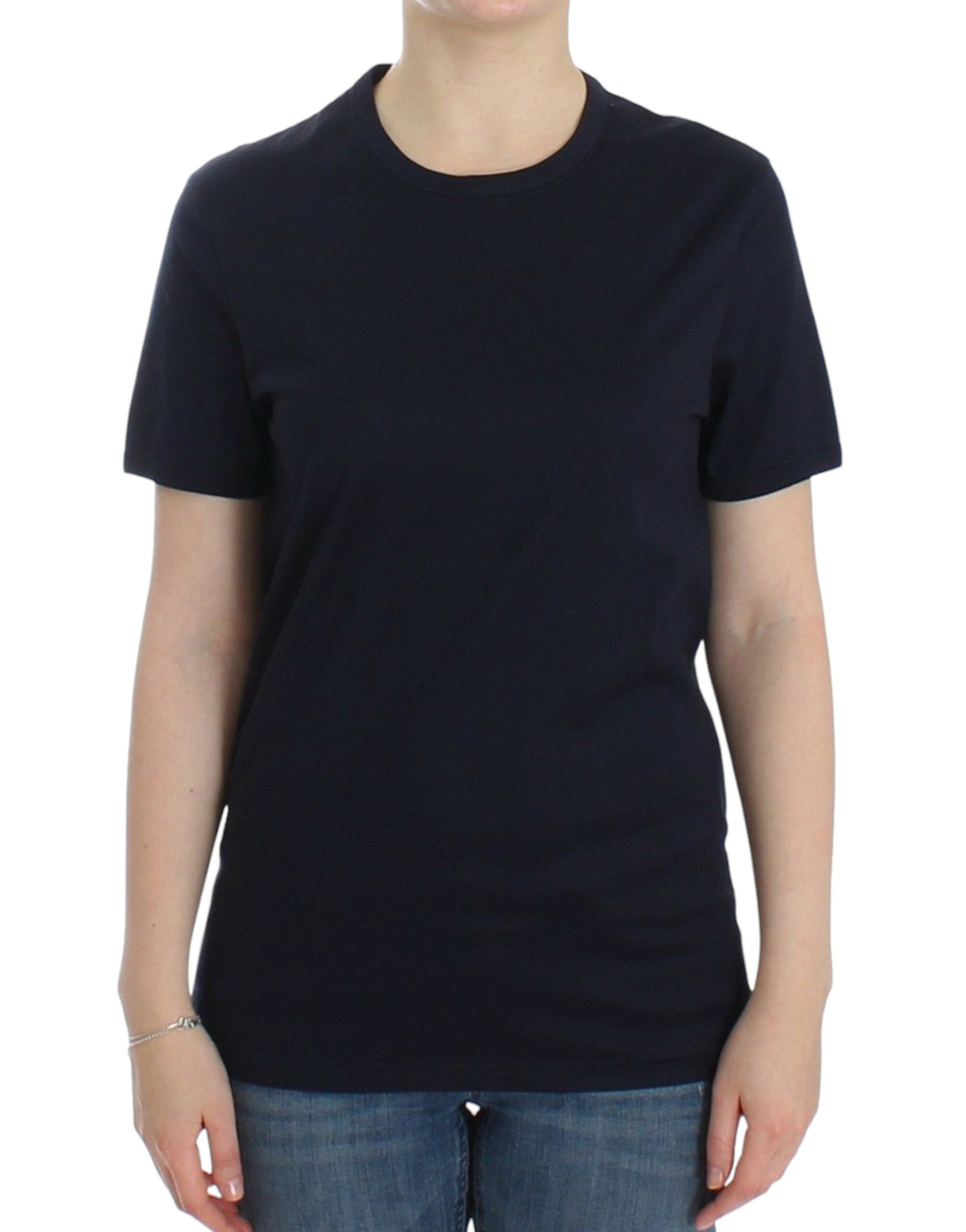 Ermanno Scervino Lingerie Blue Crewneck Cotton Logo Women's T-shirt