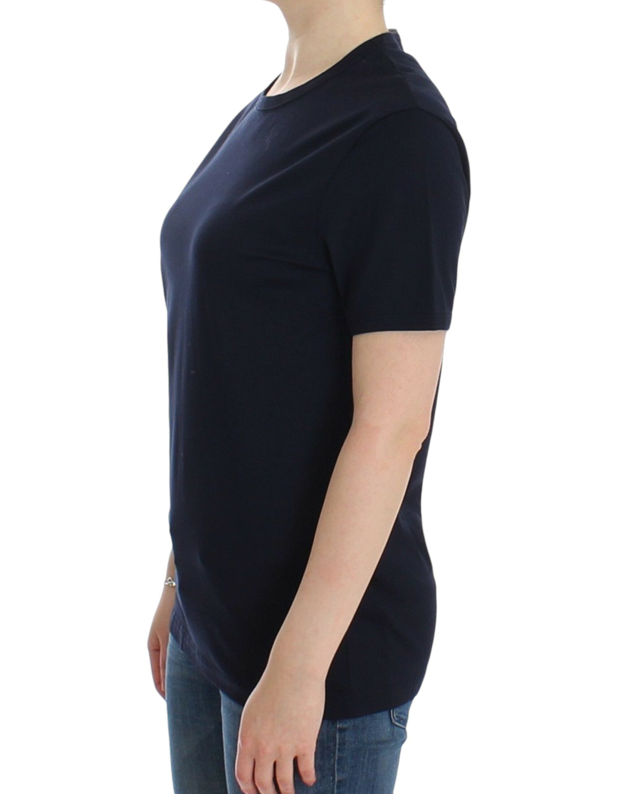 Ermanno Scervino Lingerie Blue Crewneck Cotton Logo Women's T-shirt