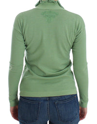Ermanno Scervino Green Wool Blend Striped Long Sleeve Women's Sweater