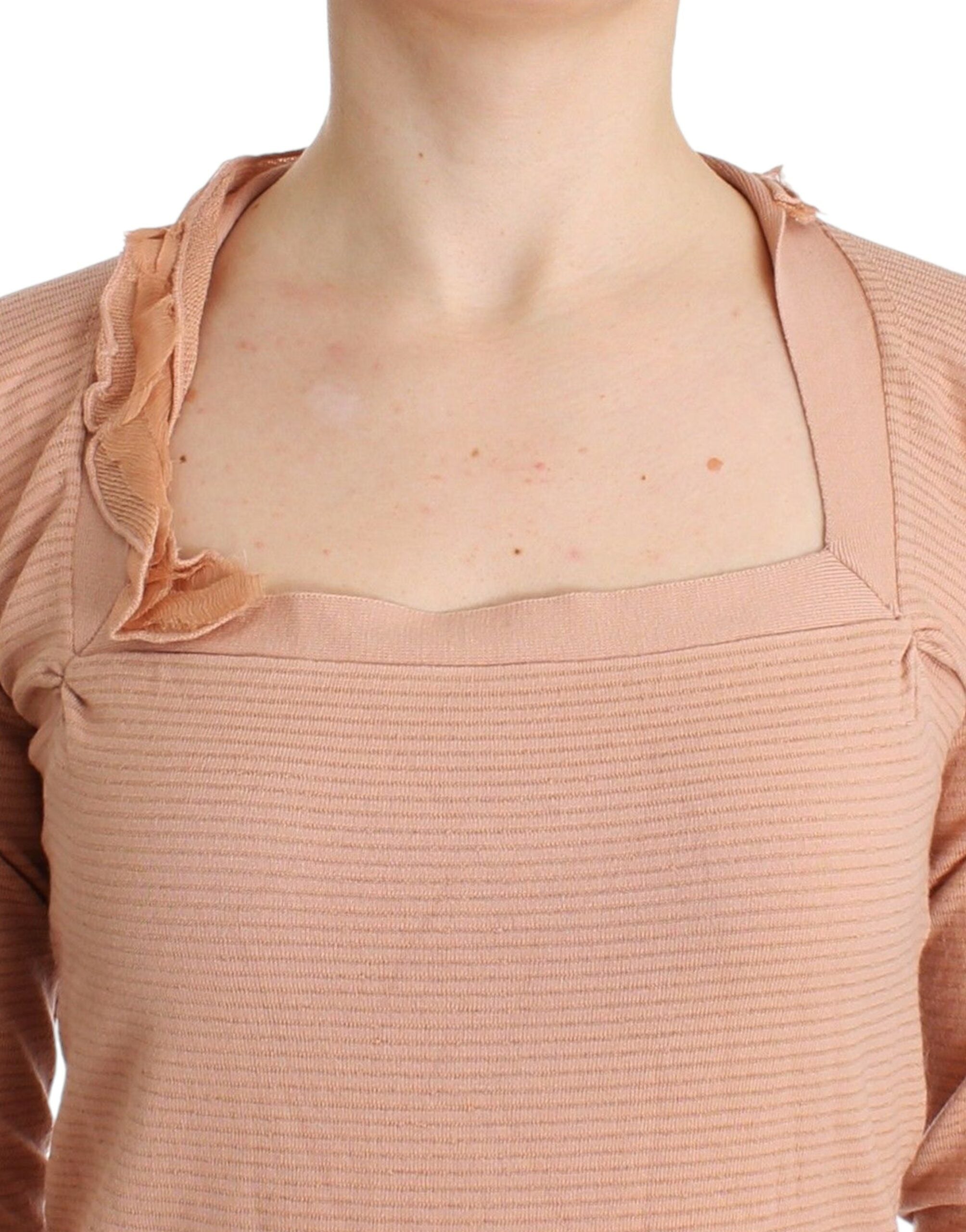 Ermanno Scervino Orange Wool Blend Striped Long Sleeve Women's Top