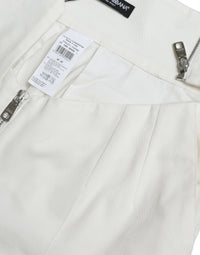 Dolce & Gabbana Black White Cotton Cut Out Waist Tapered Women's Pants