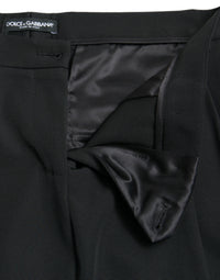 Dolce & Gabbana Black Wool High Waist Cropped Tapered Women's Pants