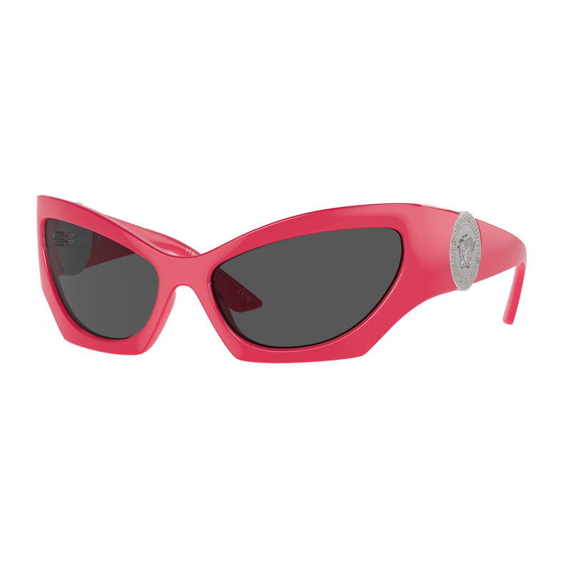 Versace Sunglasses Cat Eye Full Rim, White Frame and Dark Grey Lens VE4450314/87