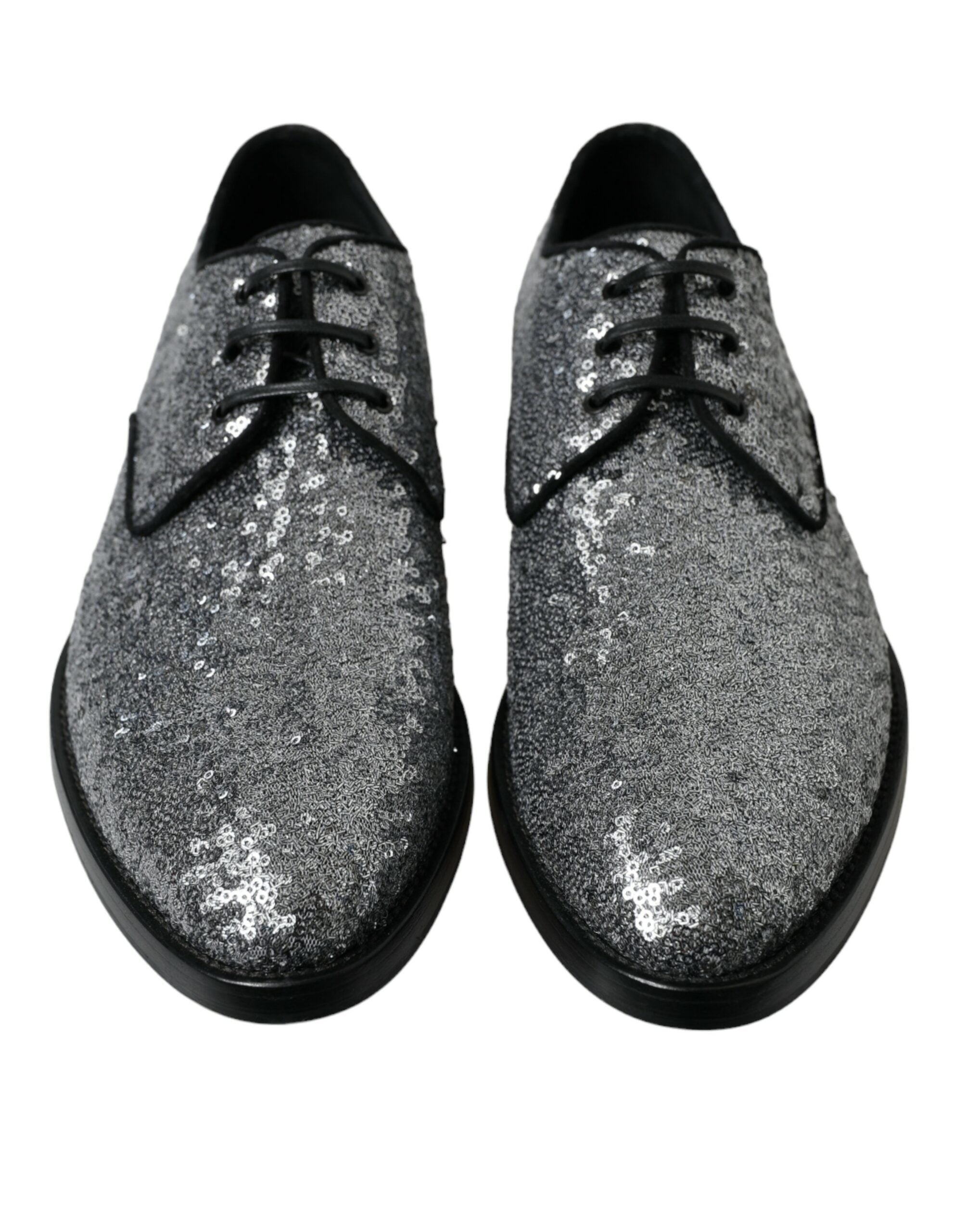 Dolce & Gabbana Dolce & Gabbana Silver Sequined Lace Up Men Derby Dress Men's Shoes