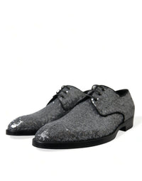 Dolce & Gabbana Dolce & Gabbana Silver Sequined Lace Up Men Derby Dress Men's Shoes