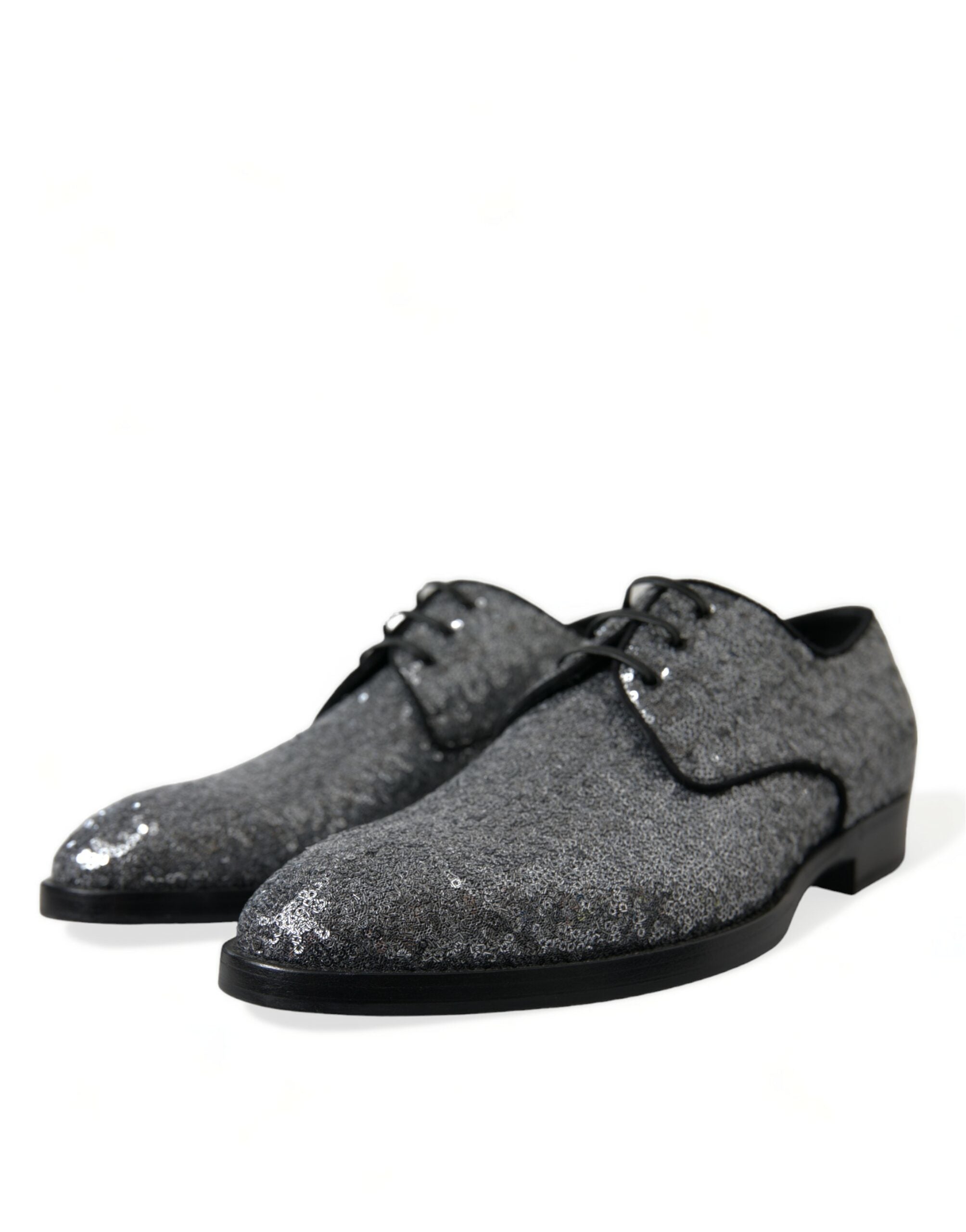 Dolce & Gabbana Dolce & Gabbana Silver Sequined Lace Up Men Derby Dress Men's Shoes