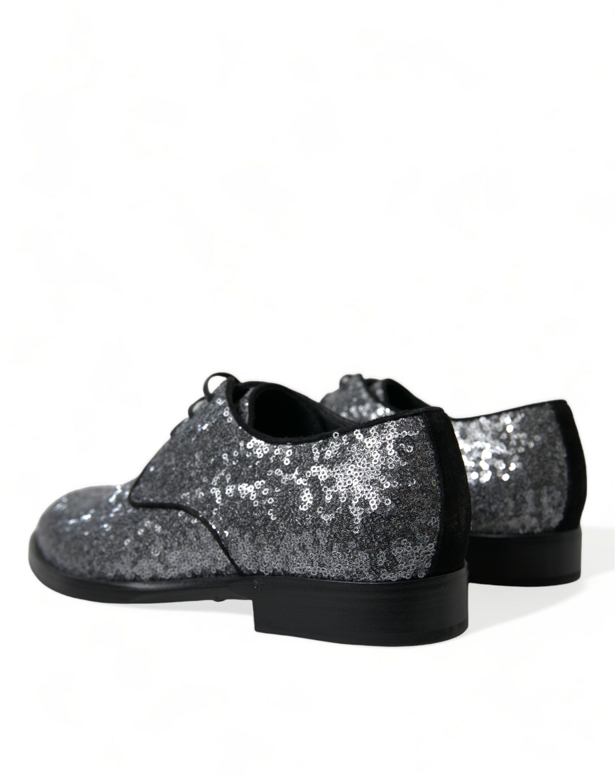 Dolce & Gabbana Dolce & Gabbana Silver Sequined Lace Up Men Derby Dress Men's Shoes