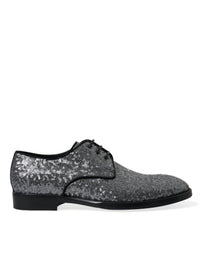 Dolce & Gabbana Dolce & Gabbana Silver Sequined Lace Up Men Derby Dress Men's Shoes
