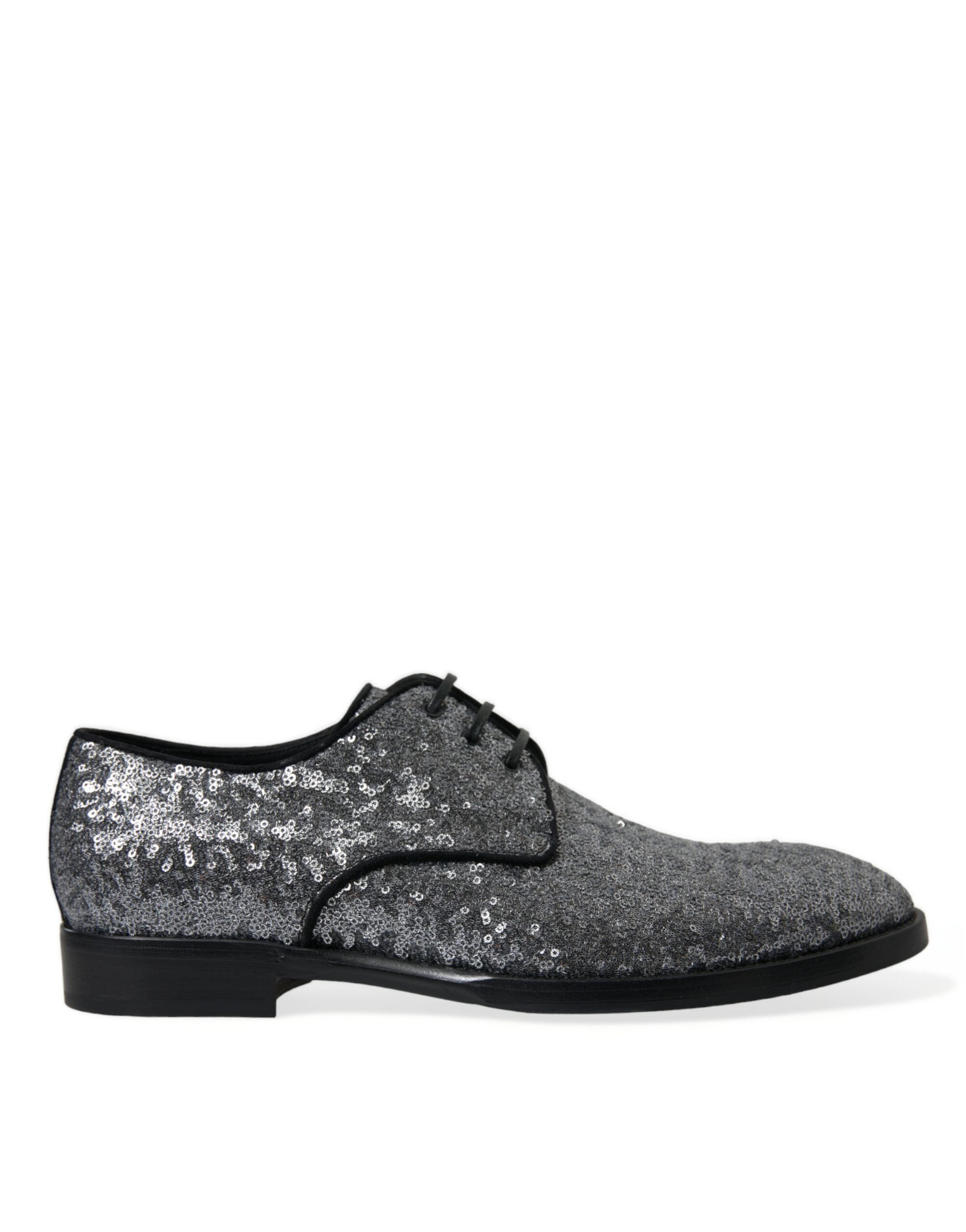 Dolce & Gabbana Dolce & Gabbana Silver Sequined Lace Up Men Derby Dress Men's Shoes