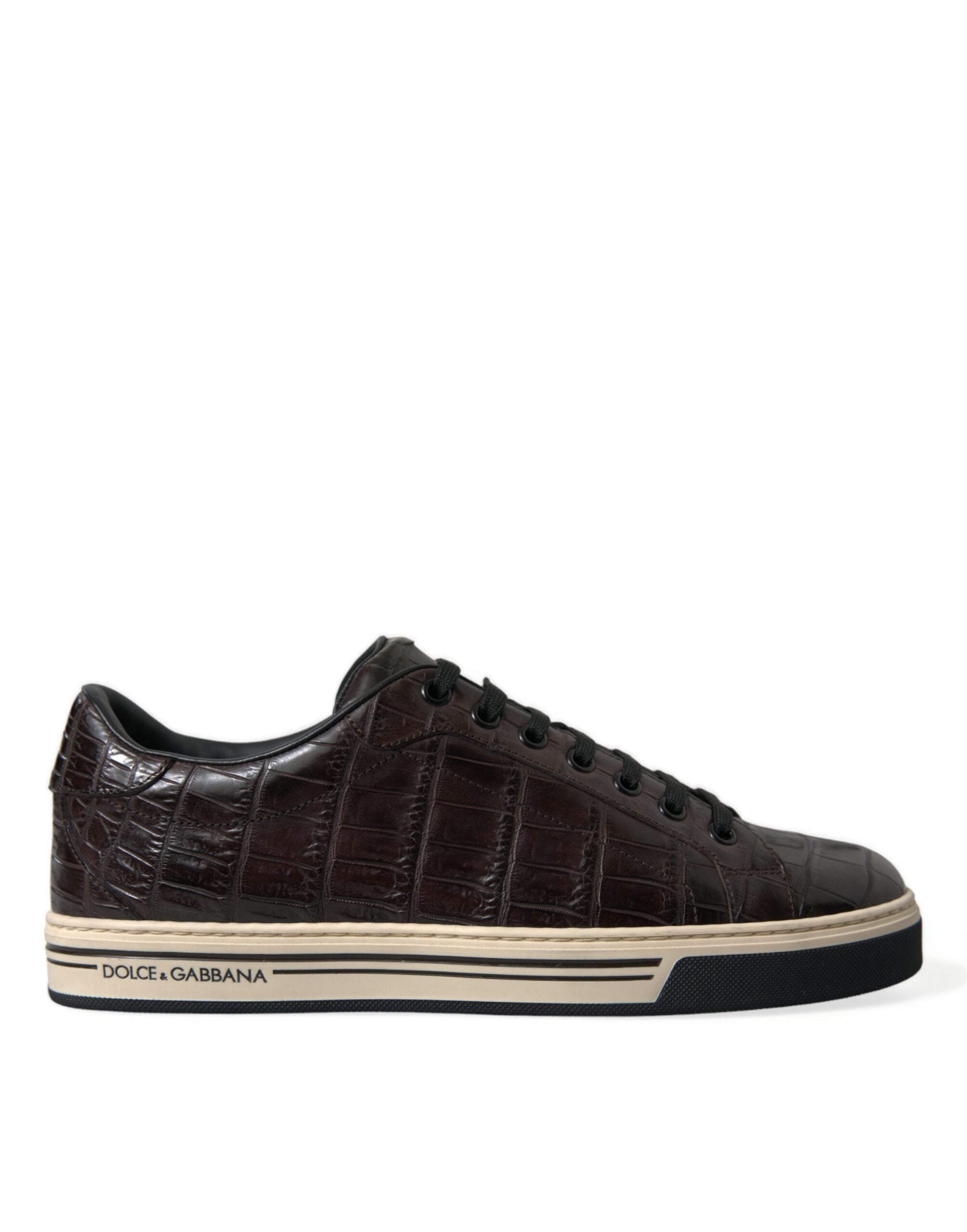 Dolce & Gabbana Brown Croc Exotic Leather Men Casual Sneakers Men's Shoes