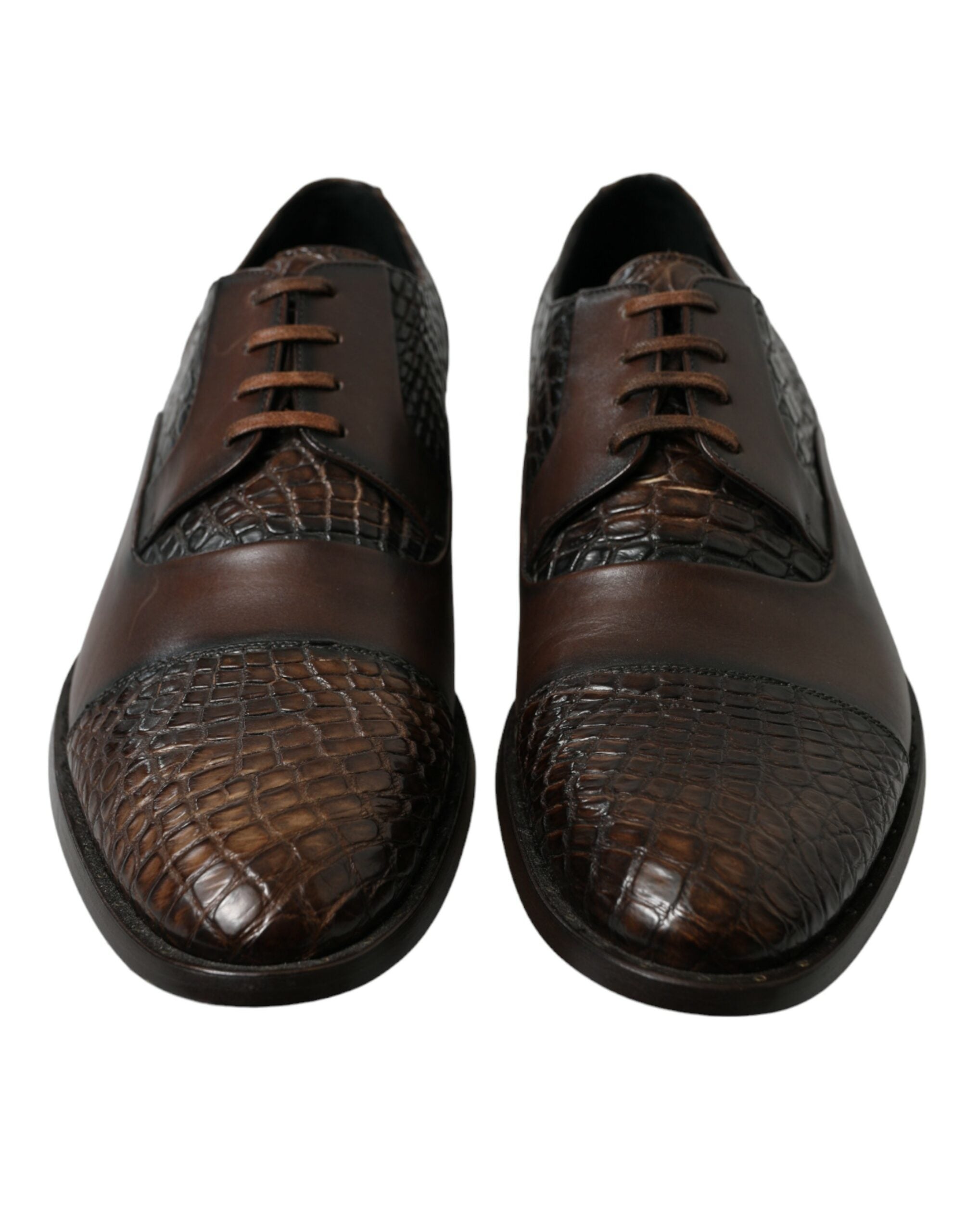 Dolce & Gabbana Dolce & Gabbana Brown Exotic Leather Lace Up Oxford Dress Men's Shoes