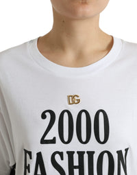 Dolce & Gabbana White Slogan Print Lacing Detailed Women's T-shirt