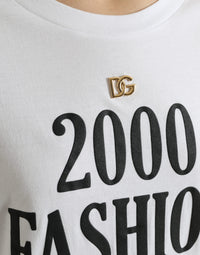Dolce & Gabbana White Slogan Print Lacing Detailed Women's T-shirt