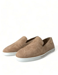 Dolce & Gabbana Beige Suede Caiman Men Loafers Slippers Men's Shoes