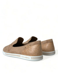 Dolce & Gabbana Beige Suede Caiman Men Loafers Slippers Men's Shoes