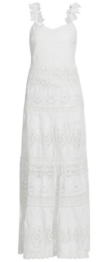 alice + olivia Solid White Alora Paneled Lace Maxi Dress