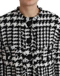 Dolce & Gabbana Dolce & Gabbana Black White Houndstooth Trench Coat Women's Jacket