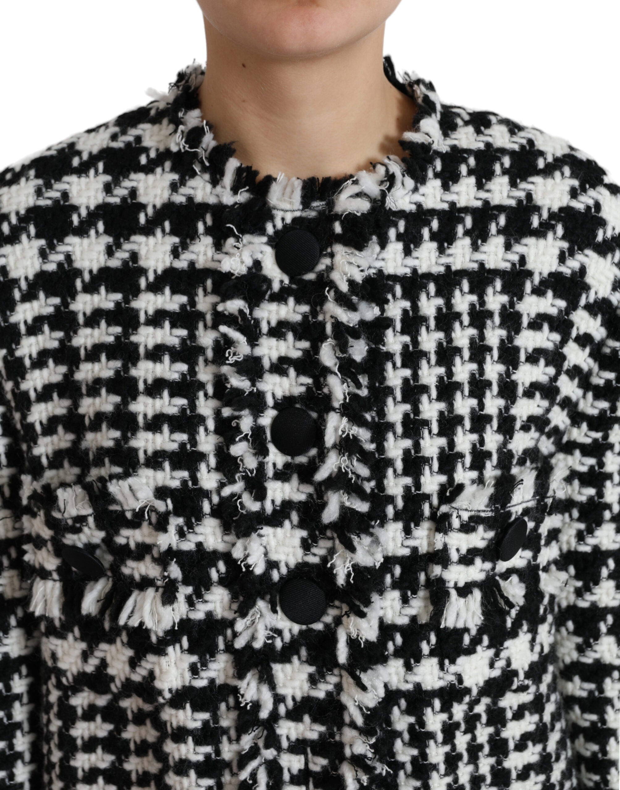 Dolce & Gabbana Dolce & Gabbana Black White Houndstooth Trench Coat Women's Jacket