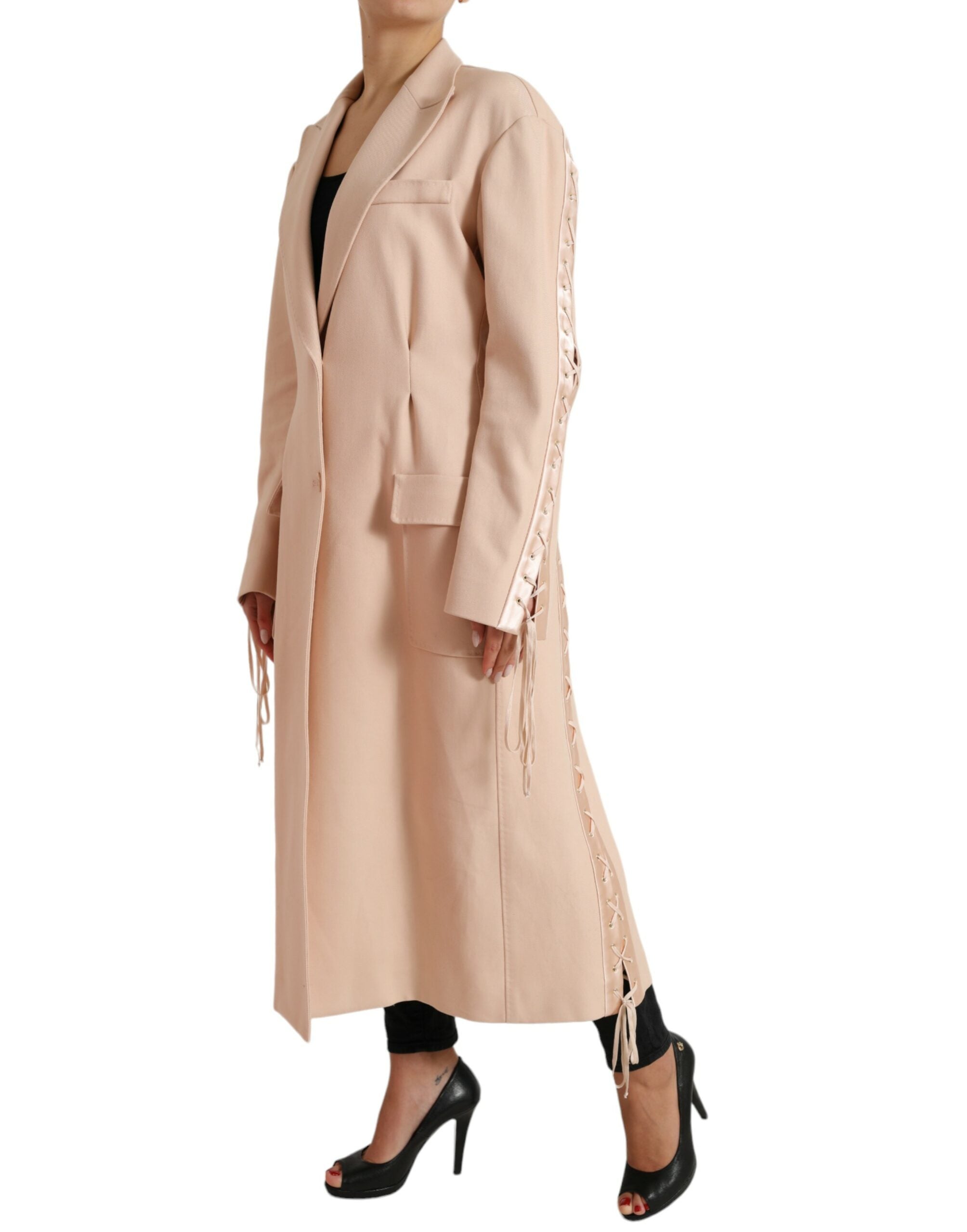 Dolce & Gabbana Dolce & Gabbana Beige Cotton Single Breasted Long Coat Women's Jacket
