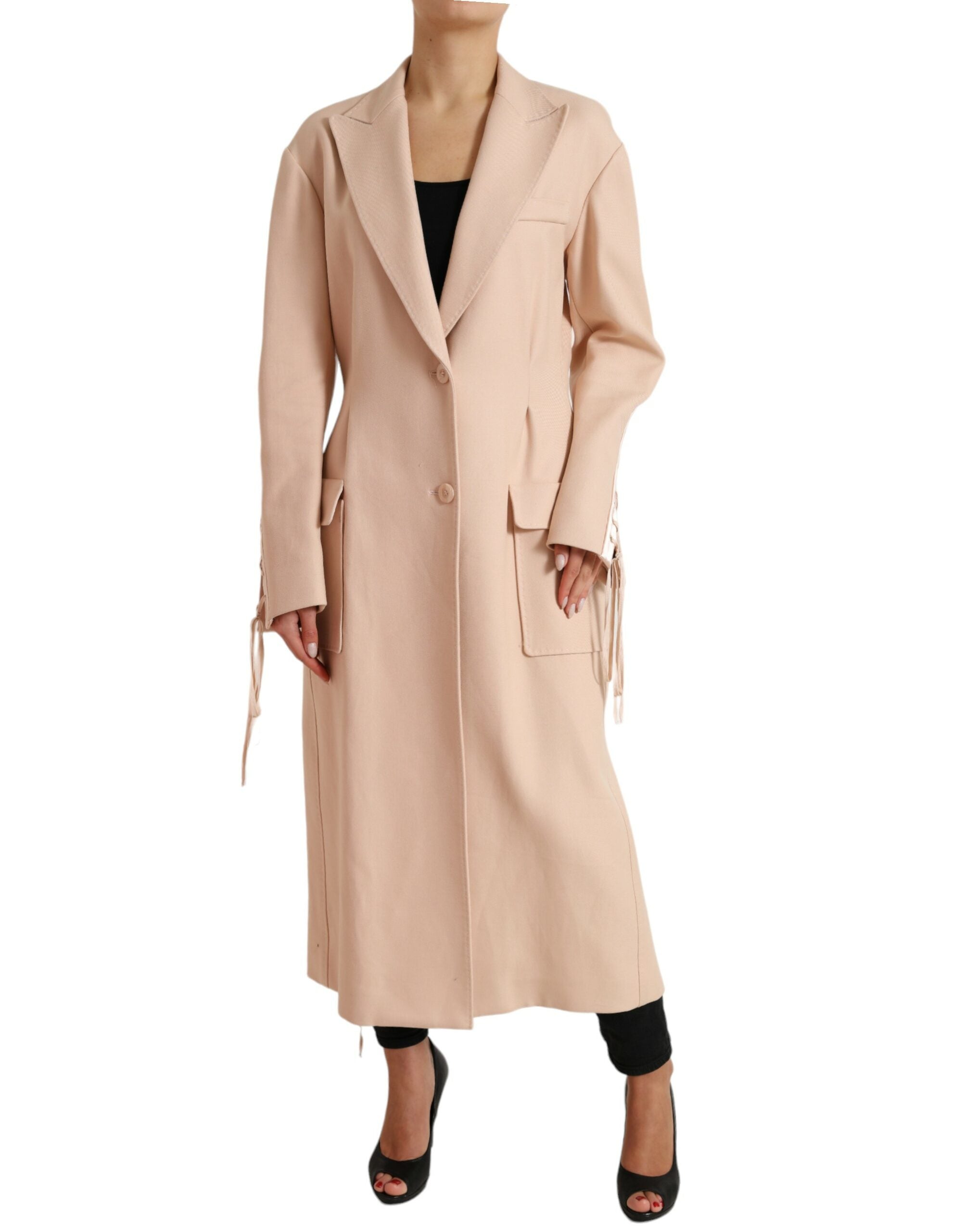 Dolce & Gabbana Dolce & Gabbana Beige Cotton Single Breasted Long Coat Women's Jacket