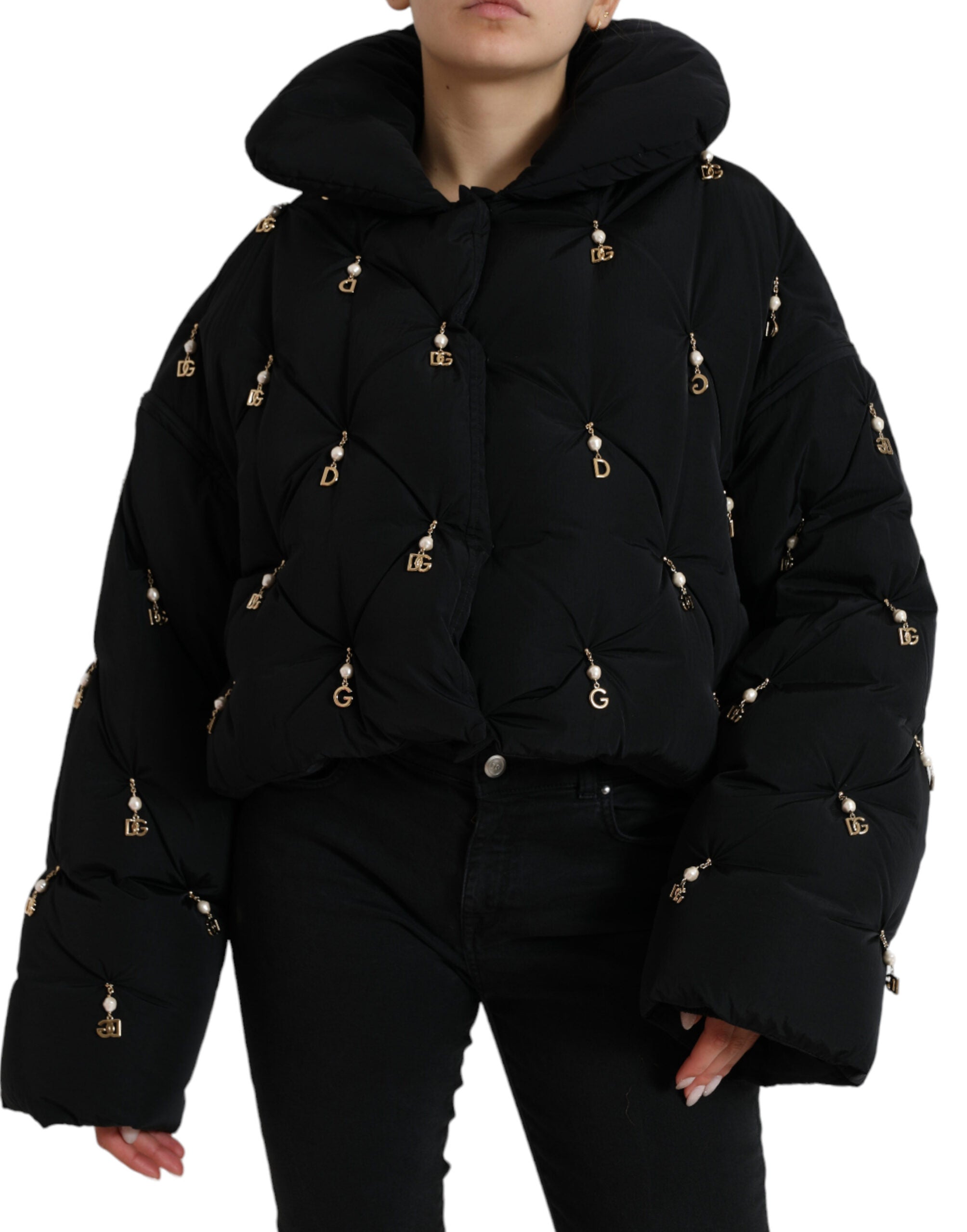 Dolce & Gabbana Dolce & Gabbana Black Embellished Quilted Shell Bomber Women's Jacket