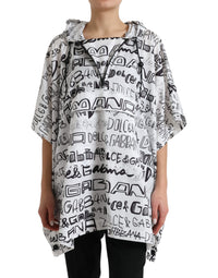 Dolce & Gabbana White Logo Print Hooded Blouson T-shirt Women's Top