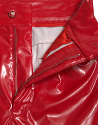 Dolce & Gabbana Shiny Red High Waist Skinny Women's Pants