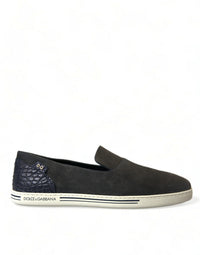 Dolce & Gabbana Blue Suede Caiman Men Loafers Slippers Men's Shoes