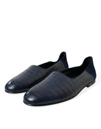 Dolce & Gabbana Blue Crocodile Leather Loafers Slip On Men's Shoes