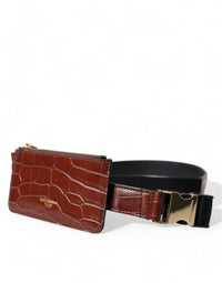 Dolce & Gabbana Dolce & Gabbana Brown Alligator Leather Airpods Case Coin Purse Women's Wallet
