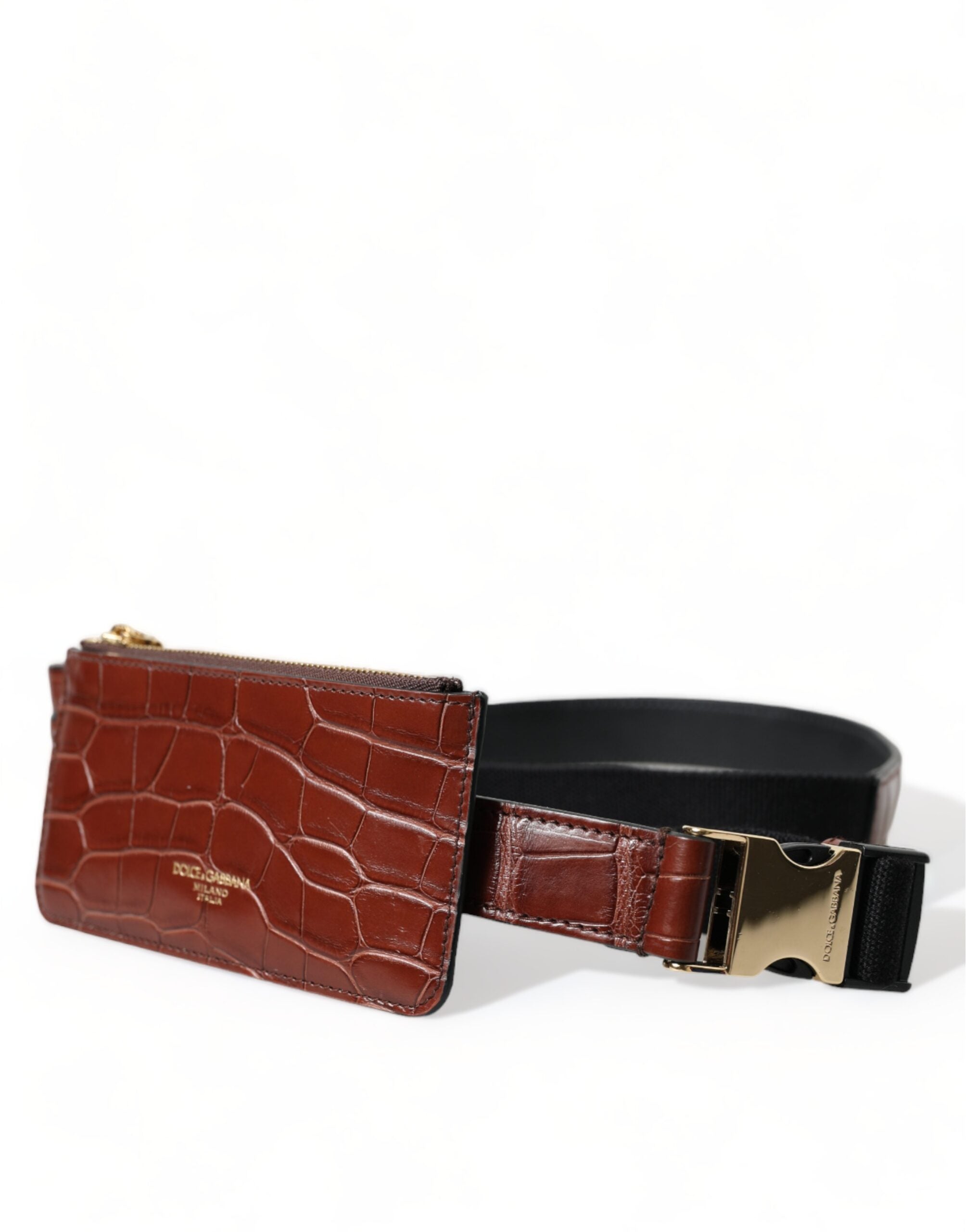 Dolce & Gabbana Dolce & Gabbana Brown Alligator Leather Airpods Case Coin Purse Women's Wallet