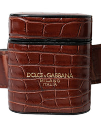 Dolce & Gabbana Dolce & Gabbana Brown Alligator Leather Airpods Case Coin Purse Women's Wallet