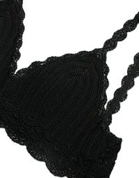 Dolce & Gabbana Black Cotton Bustier Cropped Crochet Tank Women's Top