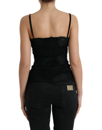 Dolce & Gabbana Black Silk Stretch Lace Sleeveless Tank Women's Top