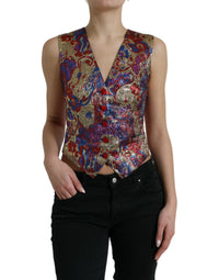 Dolce & Gabbana Dolce & Gabbana Multicolor Jacquard Button Waistcoat Vest Women's Top