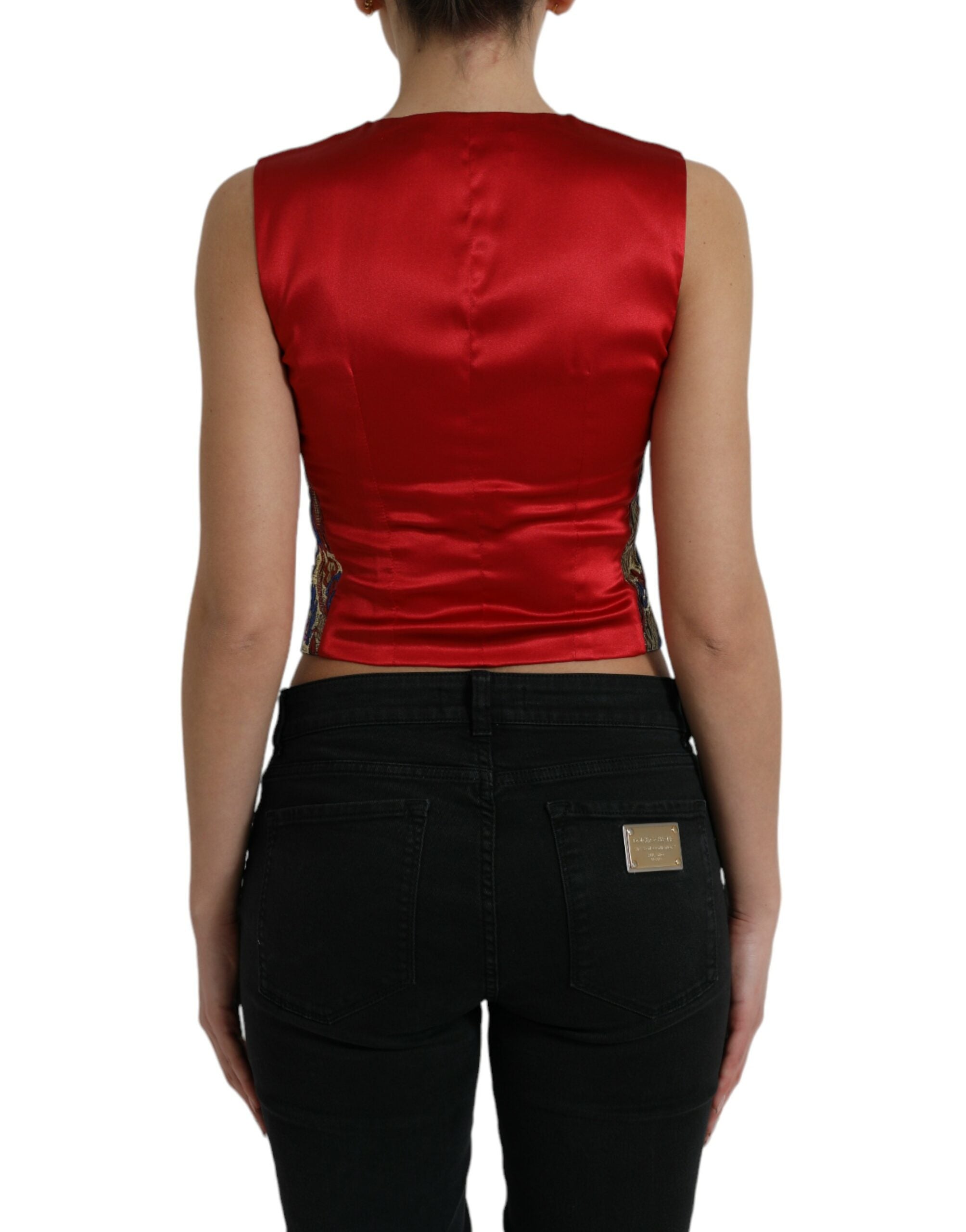 Dolce & Gabbana Dolce & Gabbana Multicolor Jacquard Button Waistcoat Vest Women's Top