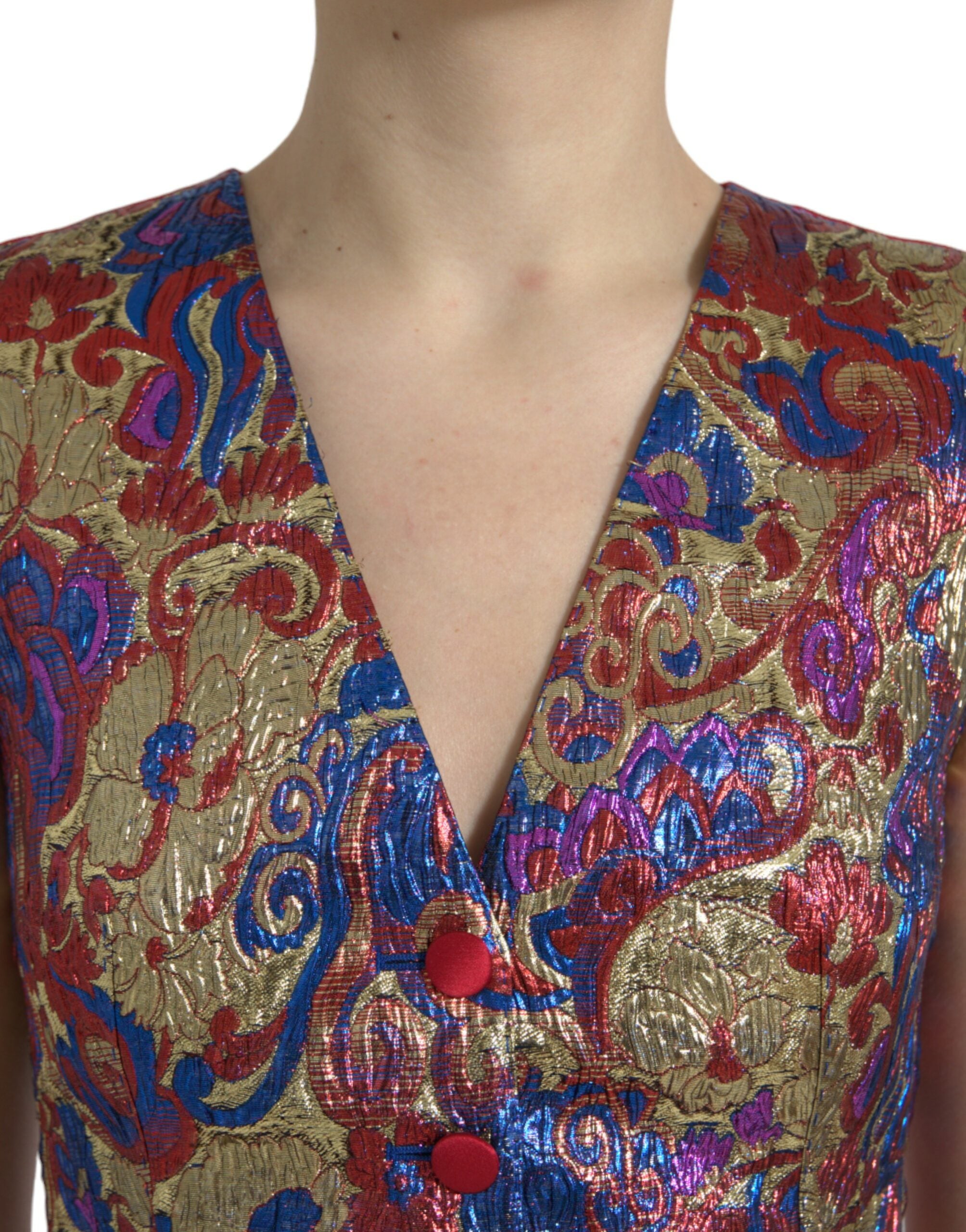 Dolce & Gabbana Dolce & Gabbana Multicolor Jacquard Button Waistcoat Vest Women's Top