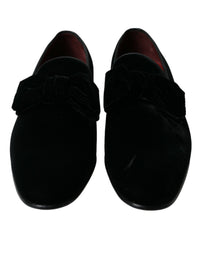 Dolce & Gabbana Black Velvet Loafers Formal Dress Men's Shoes