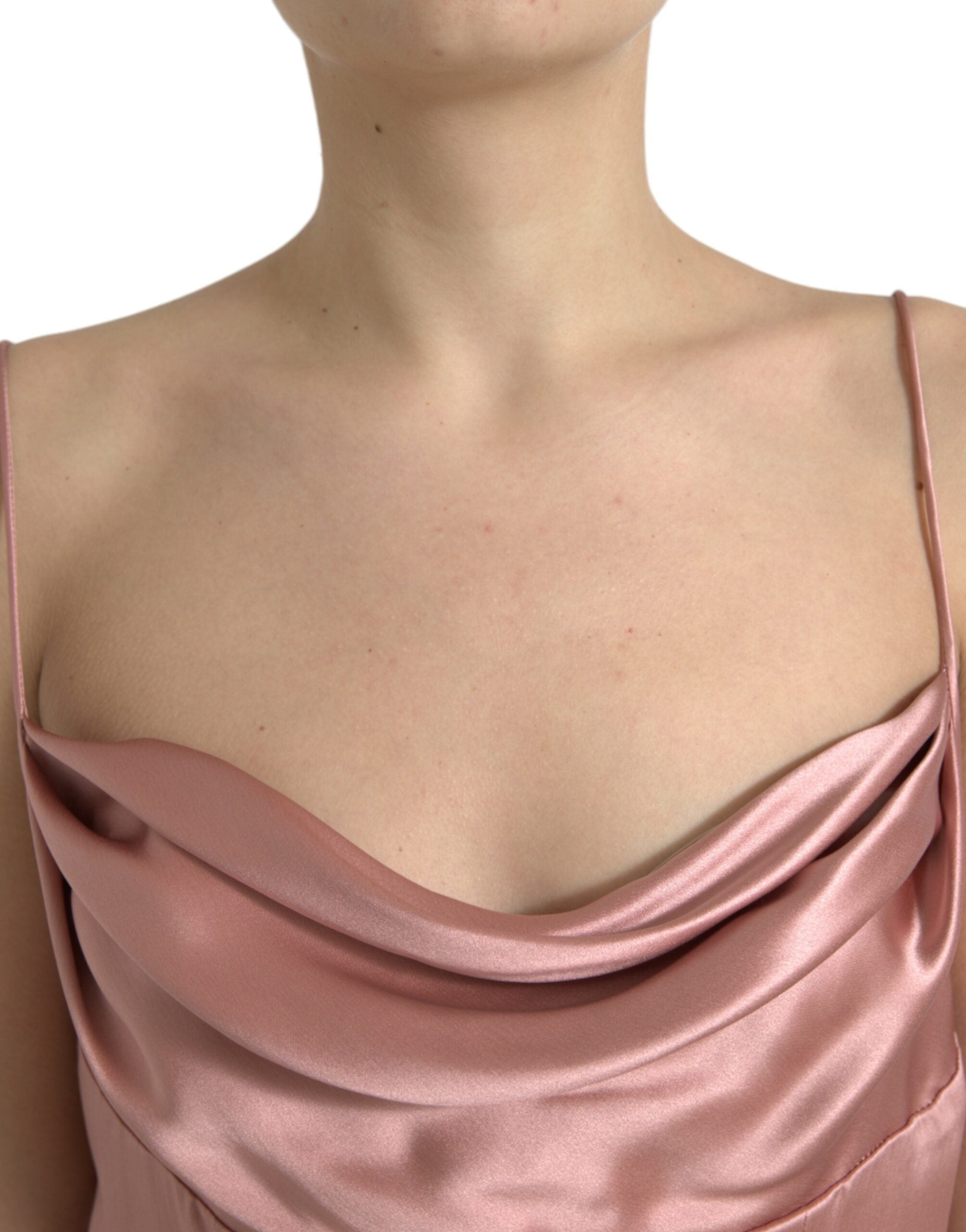 Dolce & Gabbana Pink Silk Spaghetti Straps Long Gown Women's Dress