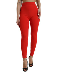 Dolce & Gabbana Dolce & Gabbana Red Nylon Stretch Slim Leggings Women's Pants