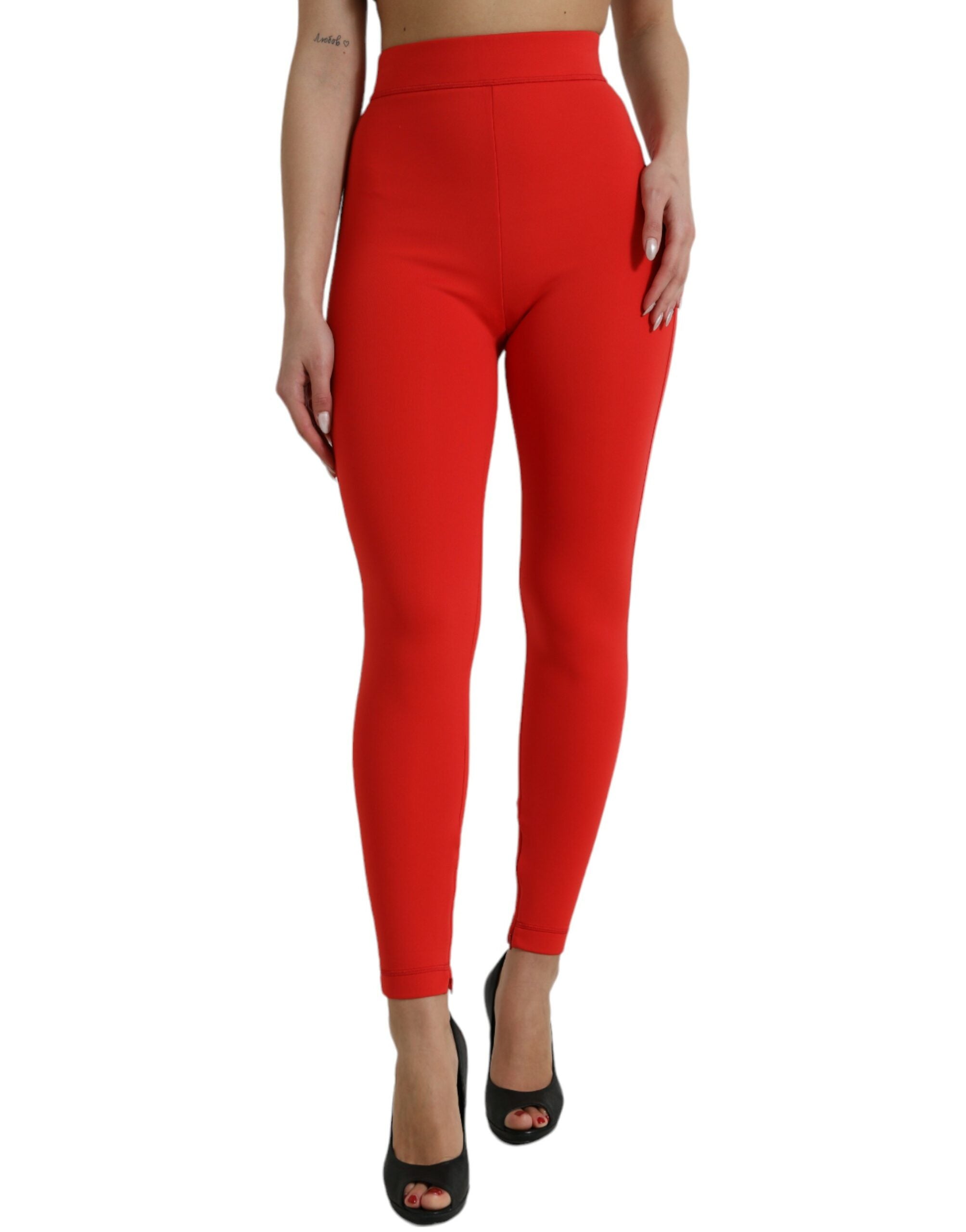 Dolce & Gabbana Dolce & Gabbana Red Nylon Stretch Slim Leggings Women's Pants