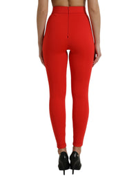 Dolce & Gabbana Dolce & Gabbana Red Nylon Stretch Slim Leggings Women's Pants