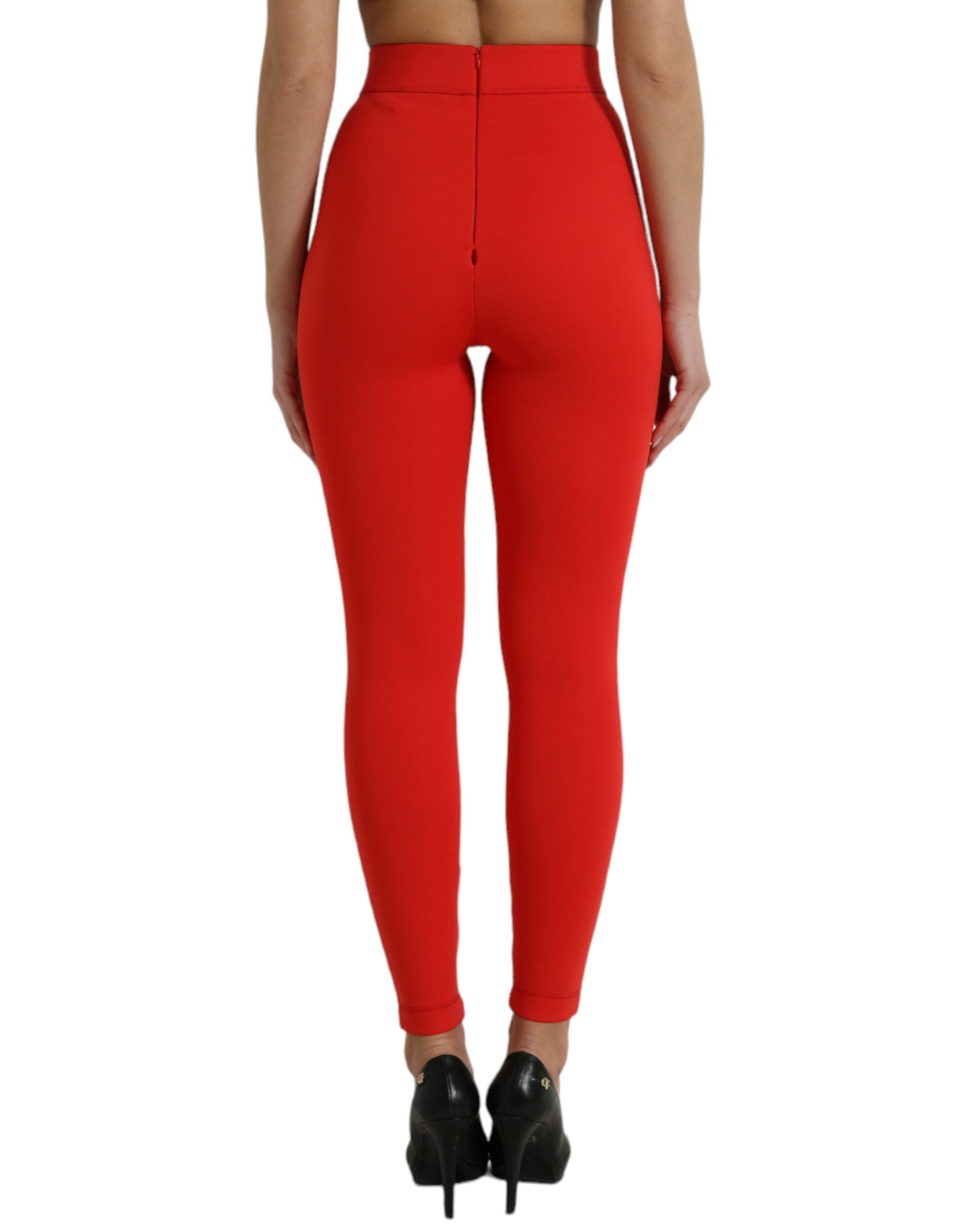 Dolce & Gabbana Dolce & Gabbana Red Nylon Stretch Slim Leggings Women's Pants