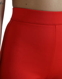 Dolce & Gabbana Dolce & Gabbana Red Nylon Stretch Slim Leggings Women's Pants