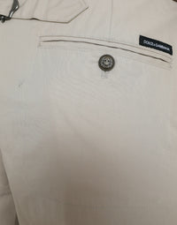 Dolce & Gabbana Beige Cotton High Waist Tapered Women's Pants