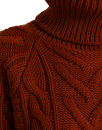 Dolce & Gabbana Brown Wool Knit Turtleneck Pullover Women's Sweater