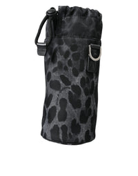 Dolce & Gabbana Black Leopard Round Slim Tote Bottle Cage Men's Bag