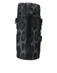 Dolce & Gabbana Black Leopard Round Slim Tote Bottle Cage Men's Bag